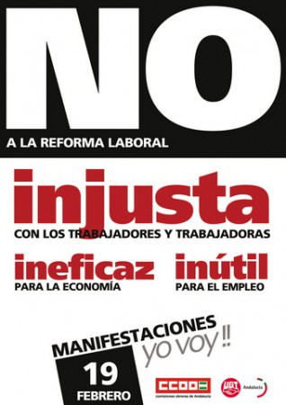 MANIFESTACIÓN EN CONTRA DE LA REFORMA LABORAL: DIA 19 DE FEBRERO A LAS 12H EN LA PLAZA MAYOR